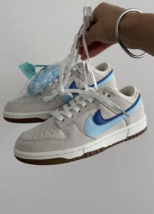 Найк сб данк сірі з блакитним nike sb dunk 85 double swoosh light grey / blue