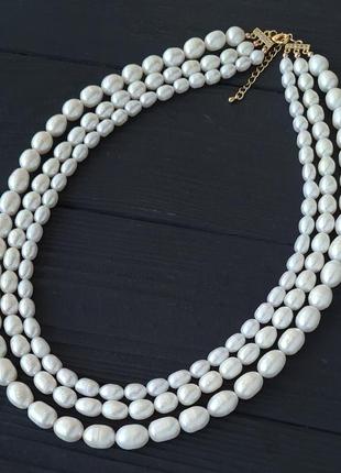 Намисто та сережки з натуральних перлів в позолоті4 фото