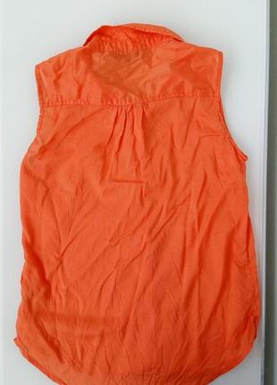 Блуза - рубашка без рукавов reserved оранжевая вискоза размер s2 фото