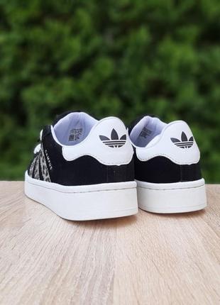 Женские кроссовки adidas campus black leopard адидас кампус черные леопард4 фото