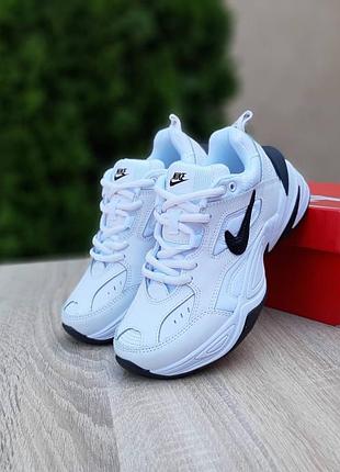 Женские кроссовки nike m2k god white black найк белого с черными цветами