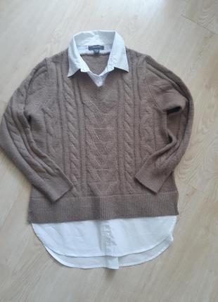 Светр реглан кофтина пуловер джемпер і сорочка 2 в 1 обманка1 фото