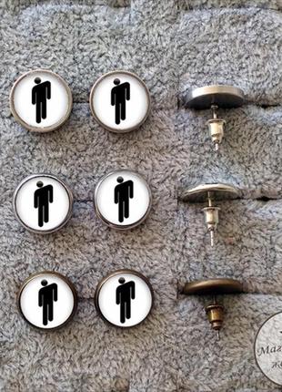 Серьги билли айлиш черные на белом светлые