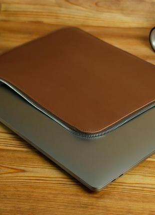 Чехол для macbook с войлочной подкладкой на молнии, матовая кожа grand, цвет виски4 фото