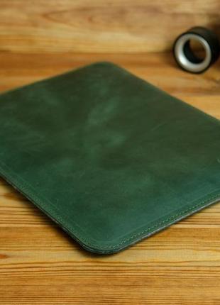 Чехол для macbook с войлочной подкладкой на молнии, винтажная кожа crazy horse, цвет зеленый2 фото
