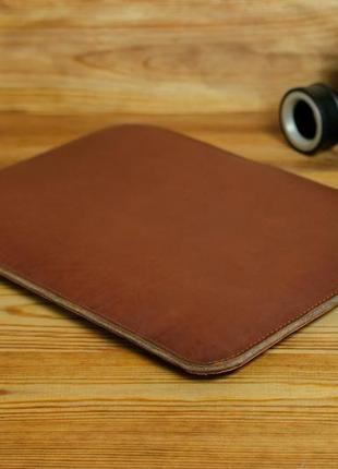 Чехол для macbook с войлочной подкладкой на молнии, кожа итальянский краст, цвет коричневый2 фото