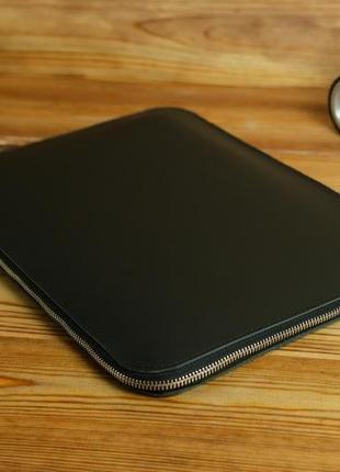 Чохол для macbook з повстяною підкладкою на блискавці, матова шкіра grand, колір чорний