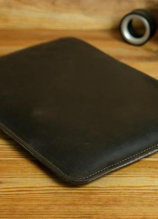 Чехол для macbook с войлочной подкладкой на молнии, винтажная кожа crazy horse, цвет шоколад2 фото