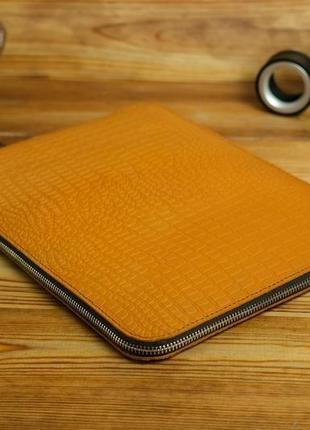 Чехол для macbook с войлочной подкладкой на молнии, винтажная кожа оттиск№1, цвет янтарь