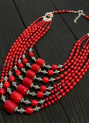 Бусы из натурального коралла семирядные