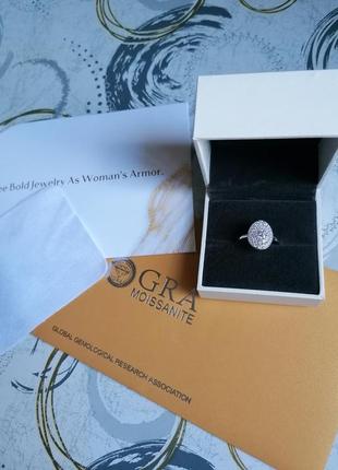 Серебряная кольца с муассанитом бриллиантом кольцо сияющее овал 18 размер кольца с муаскунтами бриллиантами6 фото