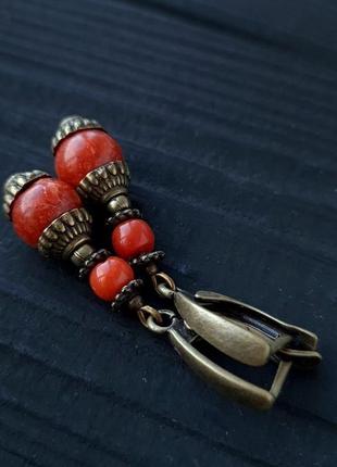 Серьги с натуральными кораллами "victory"