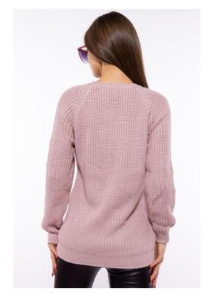 Молодежный женский свитер с аппликацией розовый s-m4 фото
