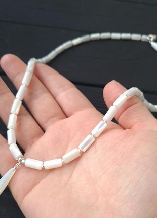 Сет з трьох намист з баламутів та перлів у сріблі7 фото