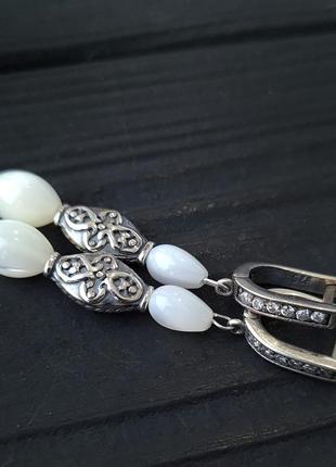 Сет з трьох намист та сережки з баламутів та перлів у сріблі6 фото