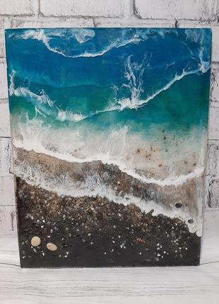 Картина лофт сувенир морская marine волны пейзаж подарок эпосидная смола tesin art