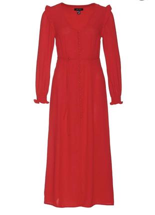 Красное миди платье на пуговицах new look