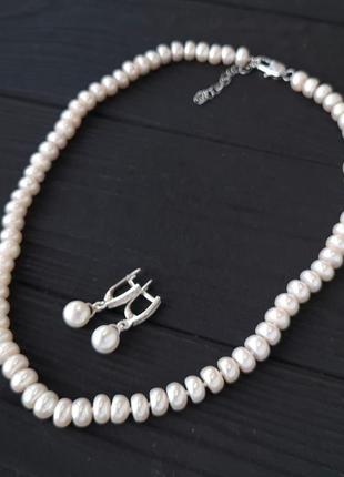 Стильна класика намисто з натуральних перлів у сріблі4 фото