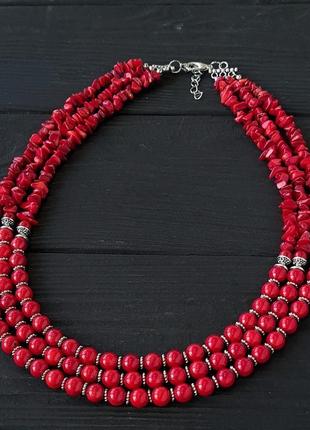 Классическое колье из натурального коралла
