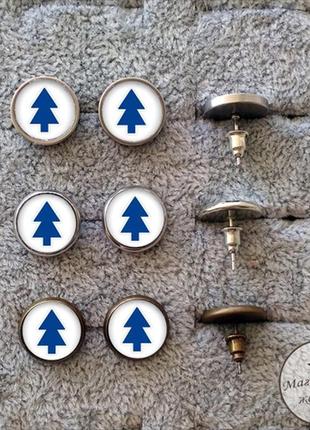 Сережки цвяшки ялинка з кепки діппера з мультфільму гравіті фолз (звичайні світлі)