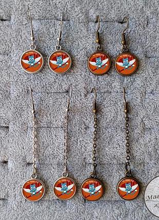 Серьги хеппи из аниме фейри тейл хвост феи (светлые короткие)