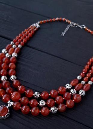 Намисто з натурального сердоліку з підвіскою