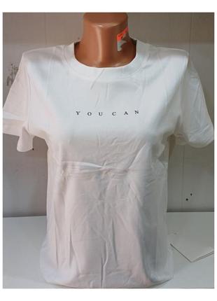 Женская футболка с принтом youcan хлопок белый 42-46