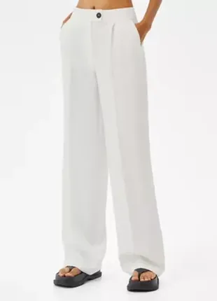 Белые льняные брюки bershka1 фото