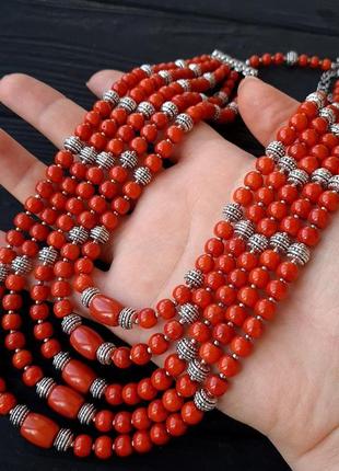 П‘ятирядне намисто з коралів "спадщина"5 фото