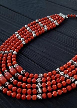 П‘ятирядне намисто з коралів "спадщина"3 фото