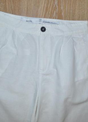 Белые льняные брюки bershka3 фото