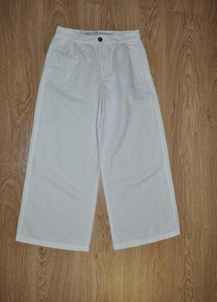 Белые льняные брюки bershka2 фото