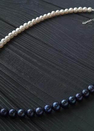 Розкішна класика у сріблі намисто з натуральних перлів "інь ян"2 фото