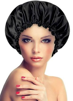 Регулируемая двойная шёлковая водонепроницаемая шапочка для душа ухода за волосами