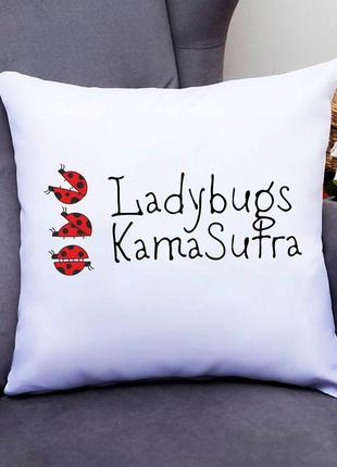 Подушка декоративна з оригінальним принтом "ladybugs kama sutra. сонечка кама сутра" push it