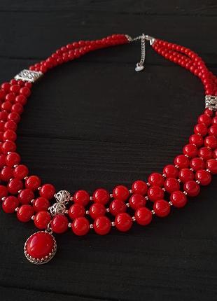 Срібло і натуральні корали намисто з підвіскою