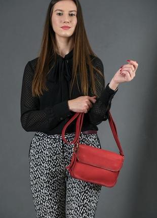 Кожаная женская сумочка "берти", кожа итальянский краст, цвет красный