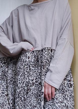 Итальянское платье кофта туника с леопардовым принтом батал большой размер plus size2 фото