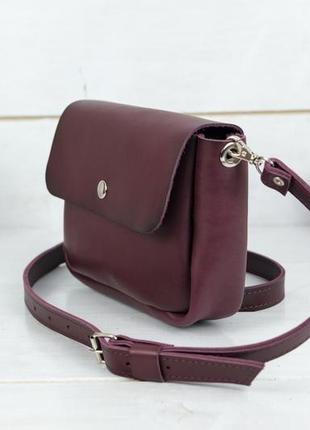 Шкіряна жіноча сумочка "макарун xl", шкіра італійський краст, колір бордо4 фото
