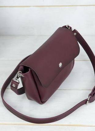 Шкіряна жіноча сумочка "макарун xl", шкіра італійський краст, колір бордо3 фото