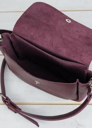Кожаная женская сумочка "макарун xl", кожа итальянский краст, цвет  бордо6 фото