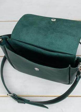Кожаная женская сумочка "макарун xl", кожа итальянский краст, цвет зеленый6 фото