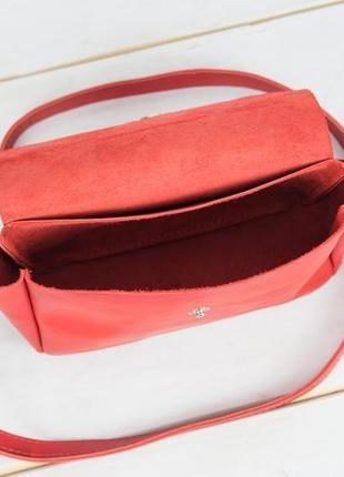 Кожаная женская сумочка "макарун xl", кожа итальянский краст, цвет красный6 фото