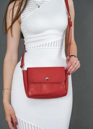Шкіряна жіноча сумочка "макарун xl", шкіра італійський краст, колір червоний2 фото