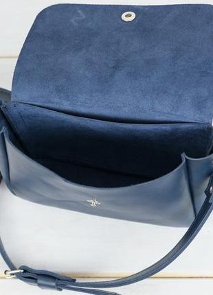 Кожаная женская сумочка "макарун xl", кожа итальянский краст, цвет синий6 фото
