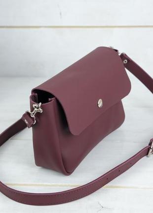 Кожаная женская сумочка "макарун xl", кожа grand, цвет бордо3 фото