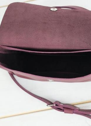 Кожаная женская сумочка "макарун xl", кожа grand, цвет бордо6 фото
