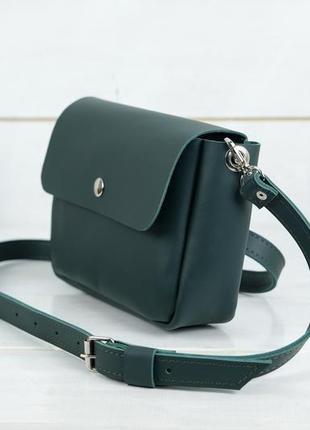 Кожаная женская сумочка "макарун xl", кожа grand, цвет зеленый4 фото