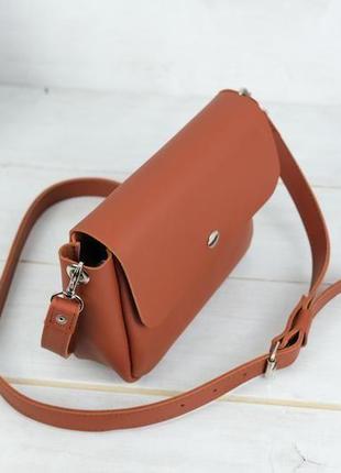 Кожаная женская сумочка "макарун xl", кожа grand, цвет коньяк3 фото