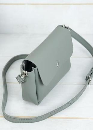 Кожаная женская сумочка "макарун xl", кожа grand, цвет серый3 фото